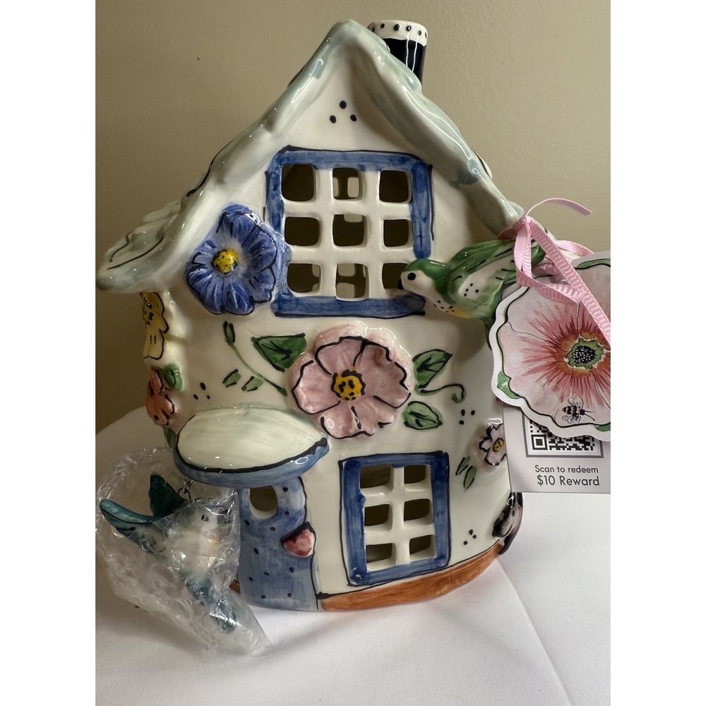 Blue Sky Clayworks Tea Light Cottage Cat Scotty Dog Parrot Heather Goldminc 2023